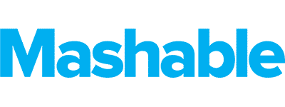 The image displays the logo of "Mashable," a global, multi-platform media and entertainment company. It features bold, capitalized text in a shade of blue.