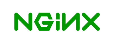 This image shows the logo of NGINX, displayed in bold green letters on a plain background, representing the software for web serving, reverse proxying, caching, load balancing, and media streaming.
