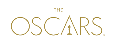 The image shows the gold-colored text "THE OSCARS®" above a small silhouette of the iconic Oscar statuette, indicating the branding for the prestigious film awards.