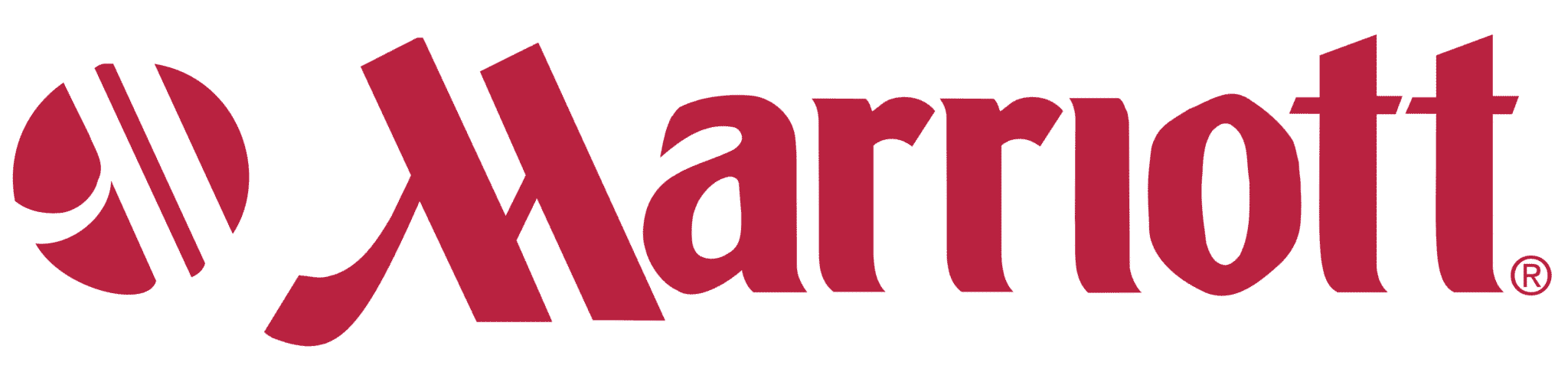 The image shows the Marriott logo in bold red letters against a green background with the iconic 'M' and registered trademark symbol.
