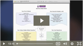The image shows a paused video with diagrams detailing a process or concept. There are text boxes, arrows, and a video control bar visible.