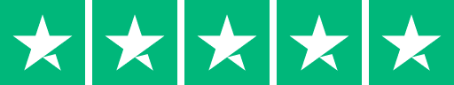 A graphic with five white five-pointed stars, each centered within its own vertical teal rectangle, arranged in a horizontal row on a teal background.