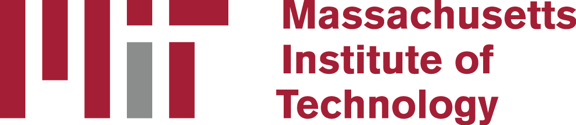 The image shows the logo of the Massachusetts Institute of Technology, featuring red and grey bars on a green background with white text.