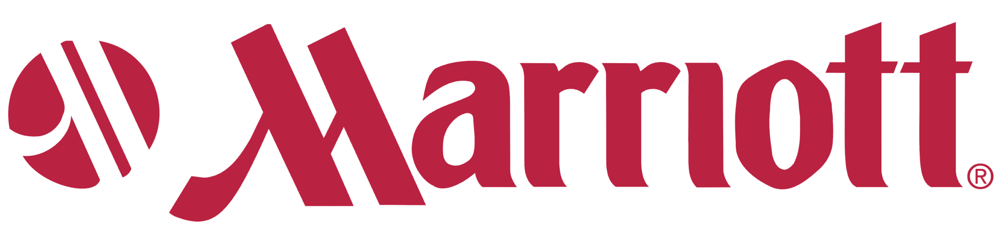 This is a logo featuring the word "Marriott" in large, red, stylized letters on a green background, with a distinctive double "M" at the beginning.