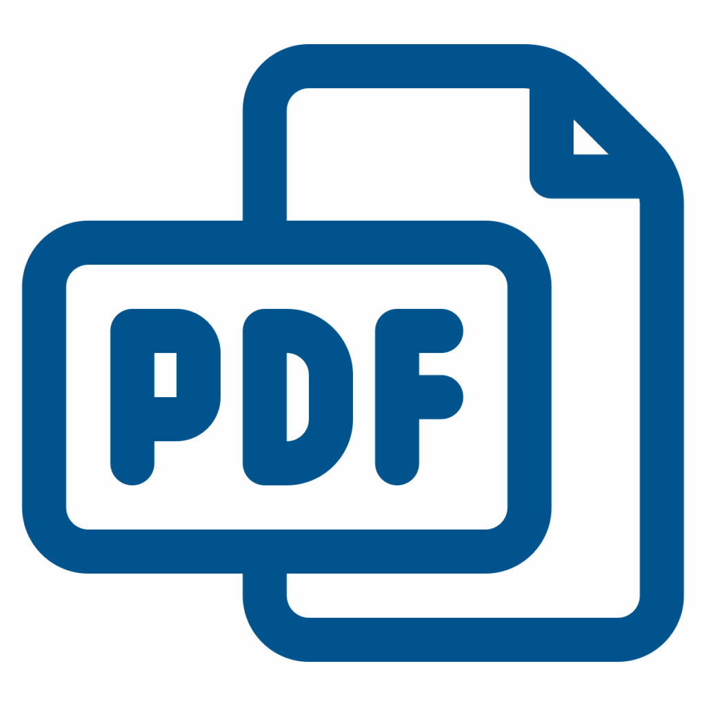 This is a blue PDF file icon, featuring a stylized document with "PDF" text overlaying the file design.