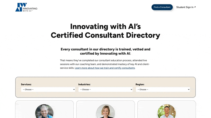 A scrolling screenshot of the IWAI directory