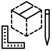 A 3D cube with dashed edges beside a pencil and a ruler.