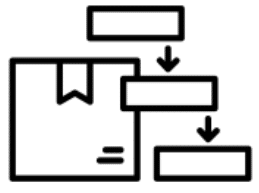 A small flowchart with rectangular process boxes connected by arrows.