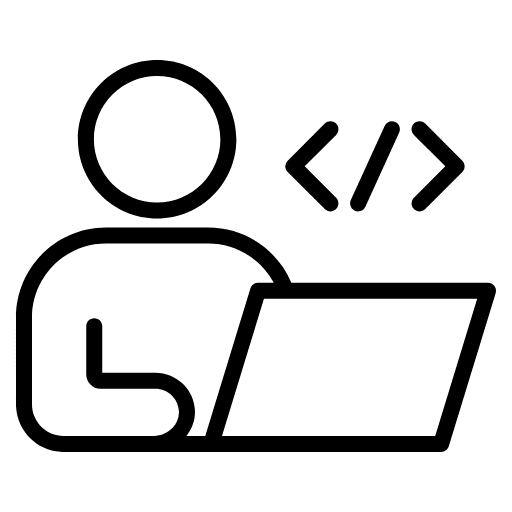 An icon of a person on a computer