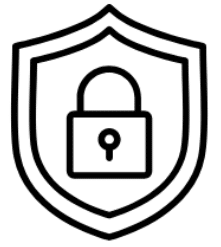 Shield with a padlock symbolizing security.