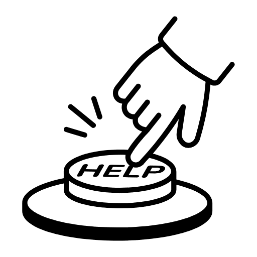 A finger pushing a help button